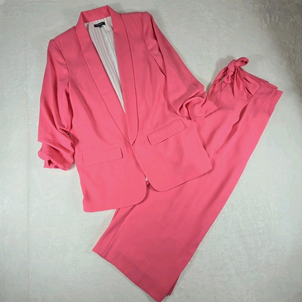 Madison Pink Suit Jacket and Wide Leg Capri Pant Set Womens Large 2 Piece Career